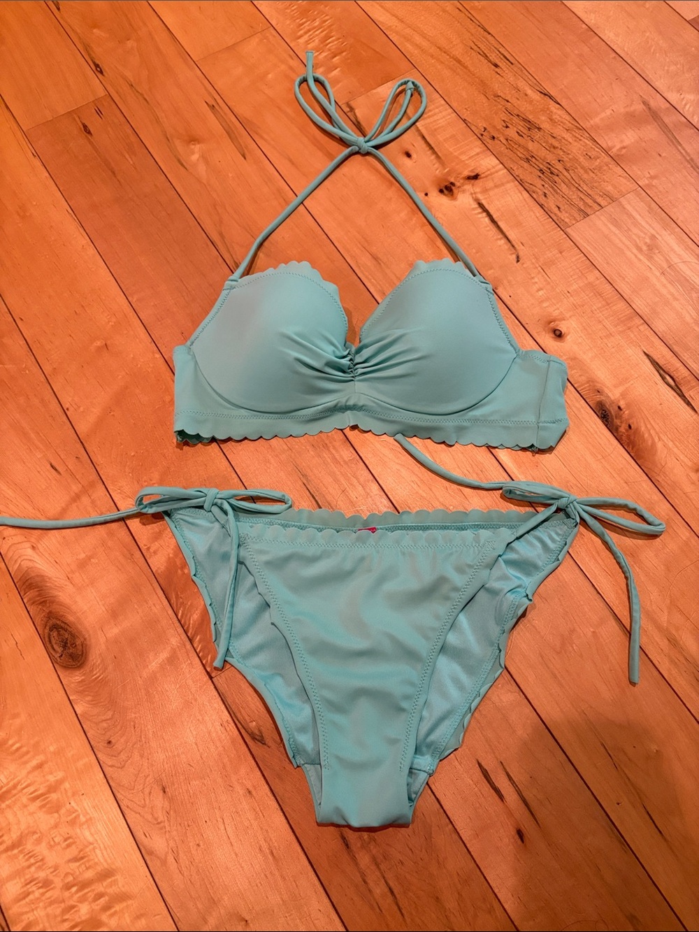 Victoria's Secret Light Aqua Scallop-Trim Halter Bikini